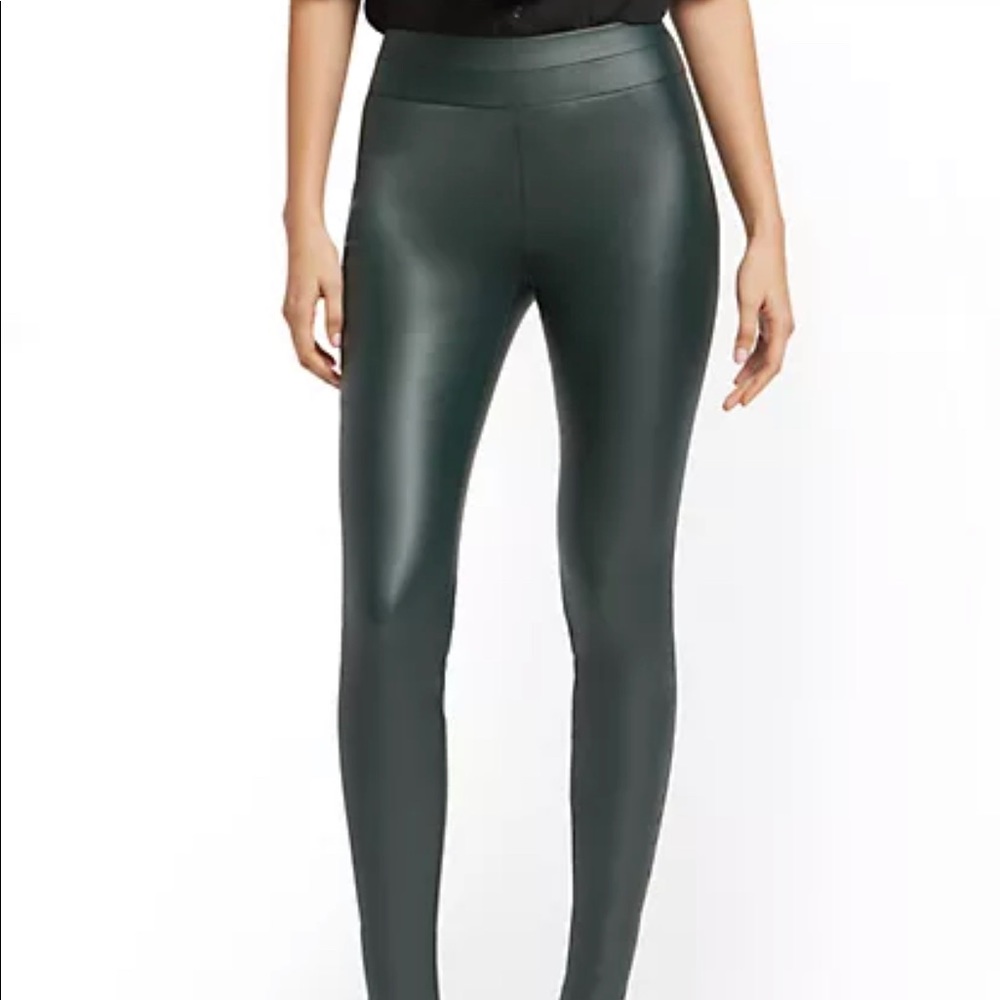 Faux-Leather High-Waisted Pull-On Slim-Leg Pant